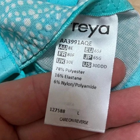 Freya Summer Haze Bra Size 30DDD NWT Semi Sheer with Lace Blue and White - Picture 7 of 8